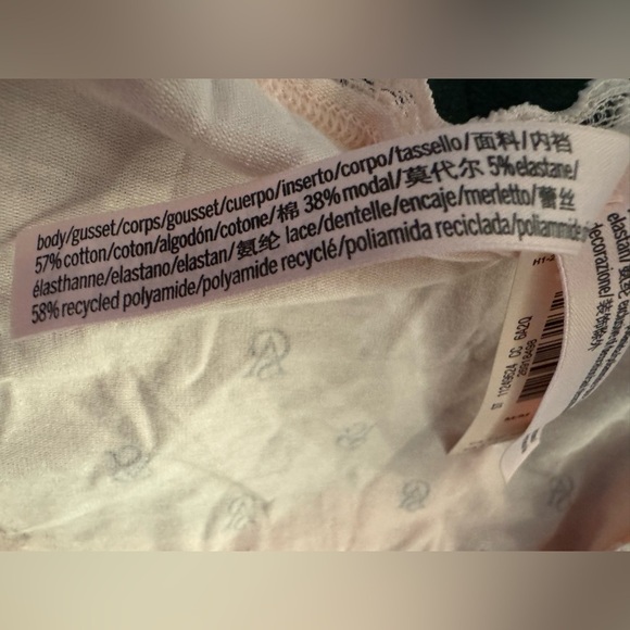 Victorias Secret Pale Pink Lace Trim Black Logo Panties Women - size Medium - Picture 6 of 8